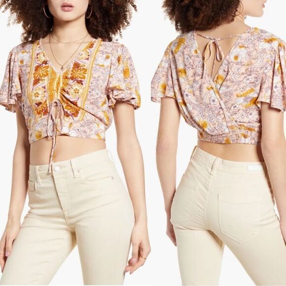 Band Of Gypsies Lanai Floral Print Crop Top Size Medium - Picture 1 of 6